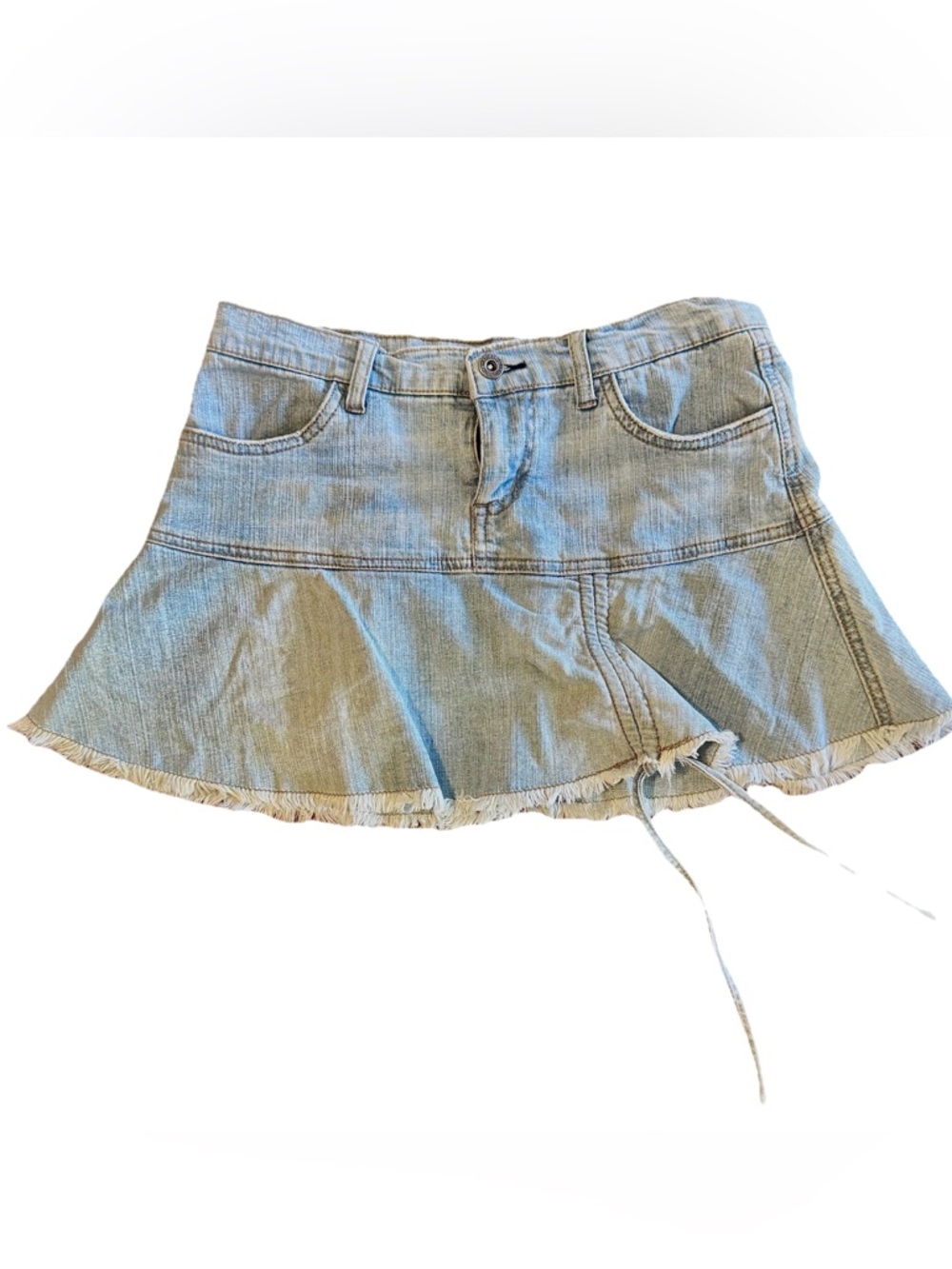 Women’s Denim Jean Mini Skirt Size M Vintage Y2K Low Rise Light Wash